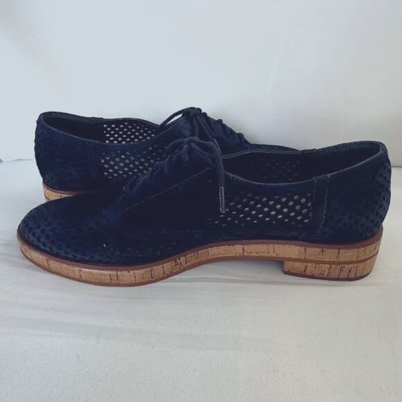 Vince Camuto Blue Suede Perforated Oxfords - Picture 2 of 5